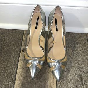 Zara sliver and clear cut-out pumps